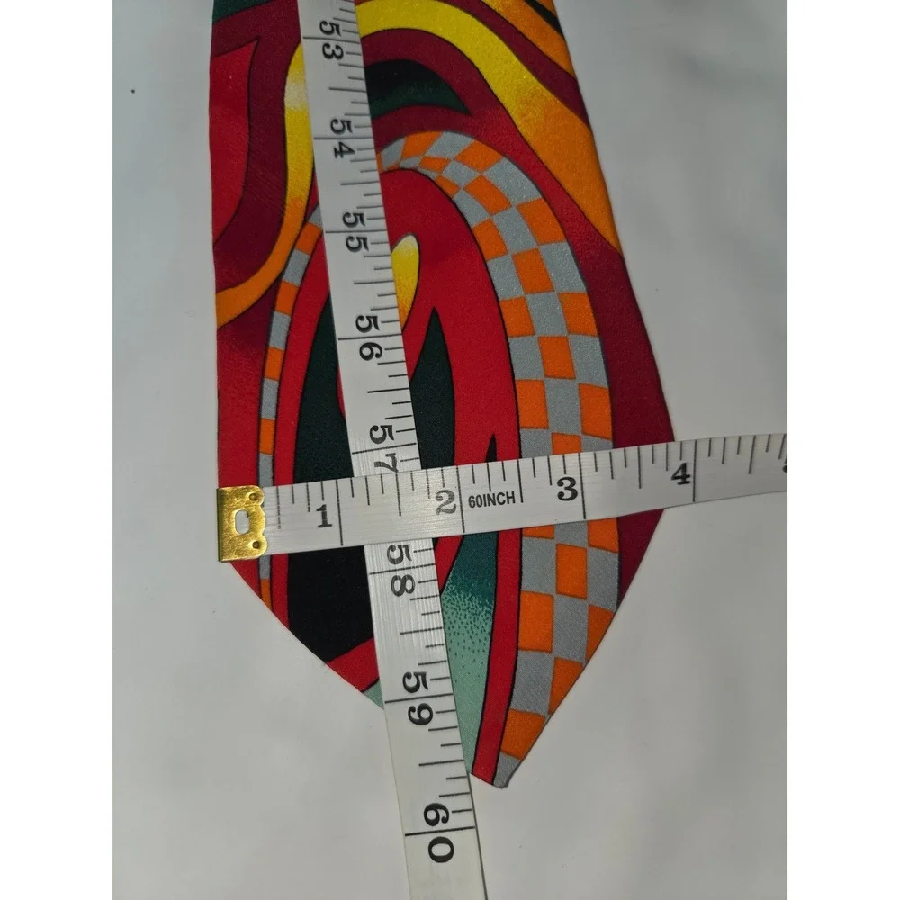 Rush Limbaugh No Boundaries Silk Tie Red Abstract Psychedelic Checkered VTG USA
